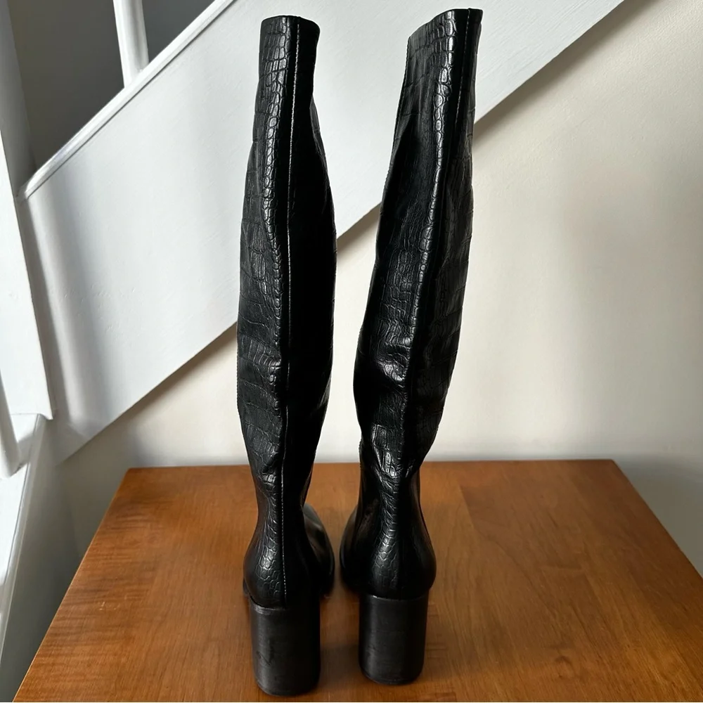 Free People Grayson Tall Boot in Black Croc Size 36